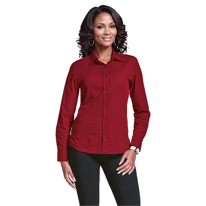 Basic Poly Cotton Blouse Long Sleeve Ladies - Barron
