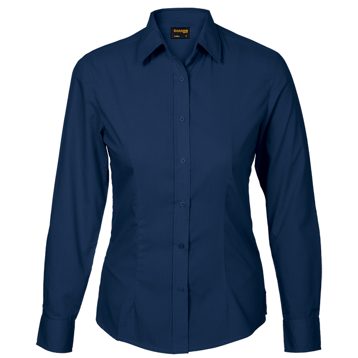 Basic Poly Cotton Blouse Long Sleeve Ladies - Barron