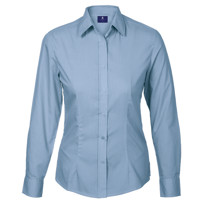 Basic Poly Cotton Blouse Long Sleeve Ladies - Barron