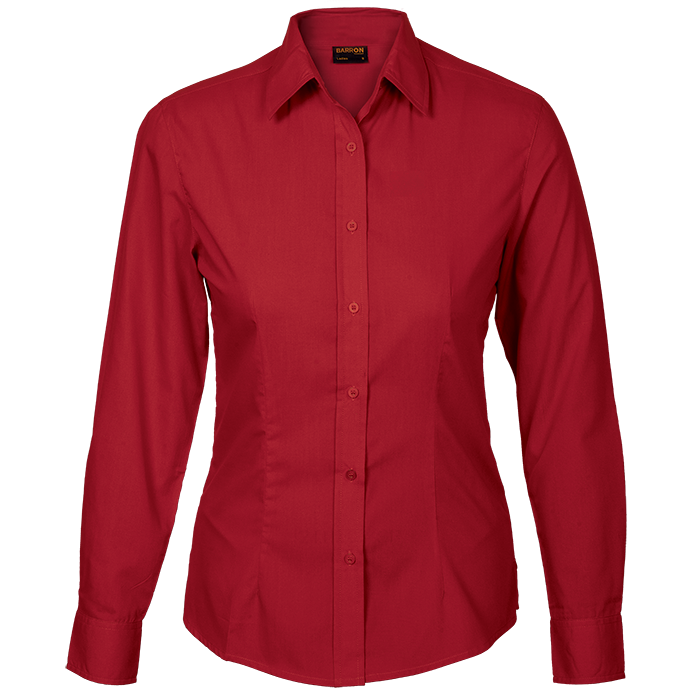 Basic Poly Cotton Blouse Long Sleeve Ladies - Barron