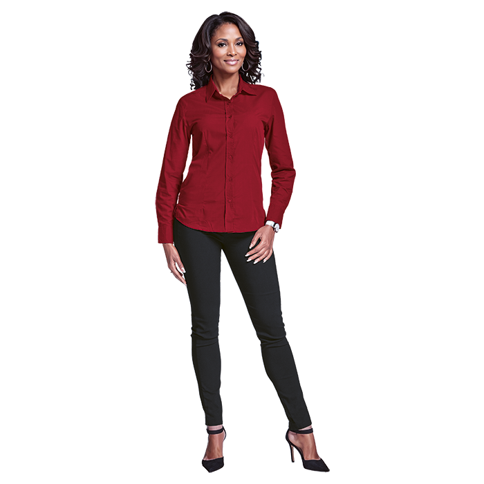 Basic Poly Cotton Blouse Long Sleeve Ladies - Barron