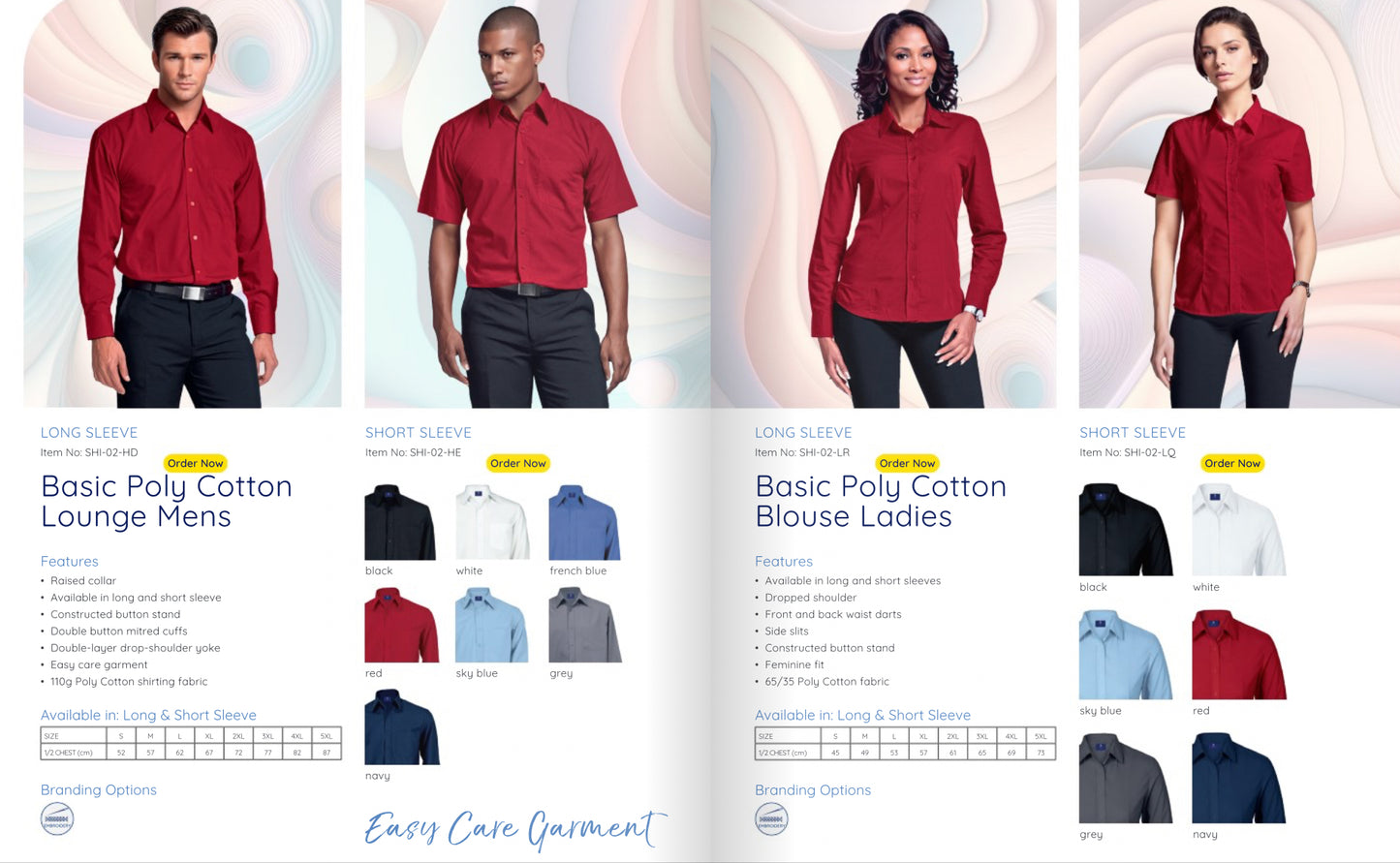 Basic Poly Cotton Blouse Long Sleeve Ladies - Barron