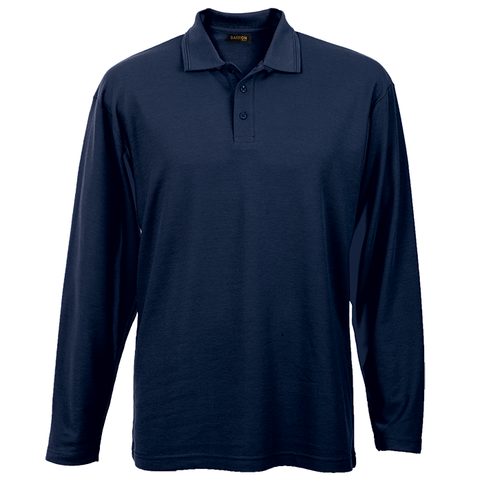 175g Pique Knit Long Sleeve Golfer Mens - Barron