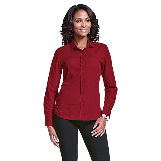 Basic Poly Cotton Blouse Long Sleeve Ladies - Barron