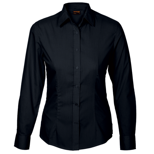 Basic Poly Cotton Blouse Long Sleeve Ladies - Barron