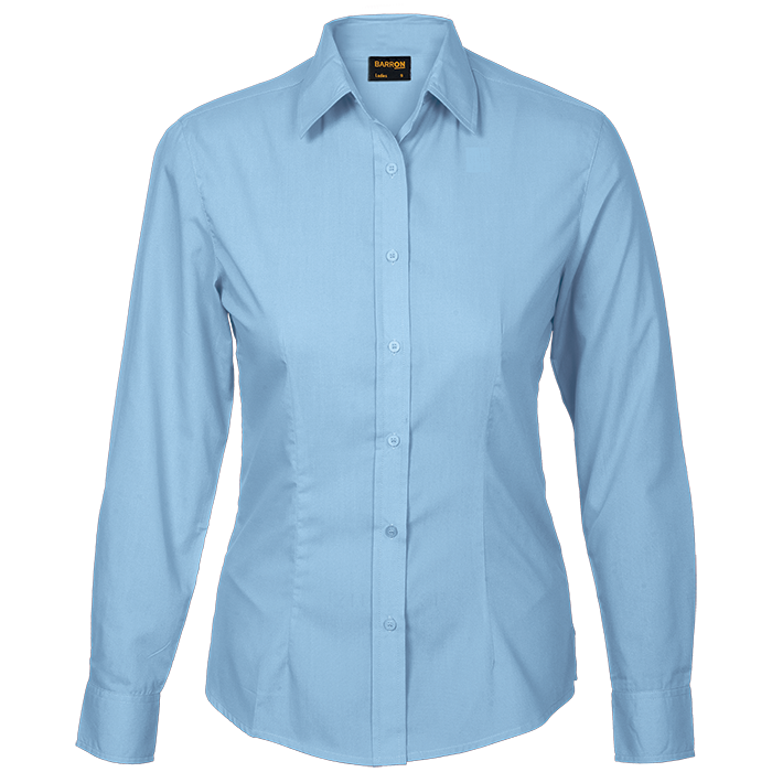 Basic Poly Cotton Blouse Long Sleeve Ladies - Barron