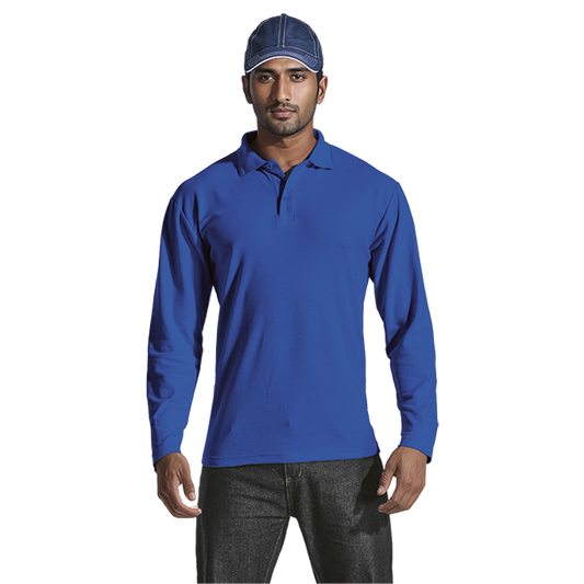 175g Pique Knit Long Sleeve Golfer Mens - Barron