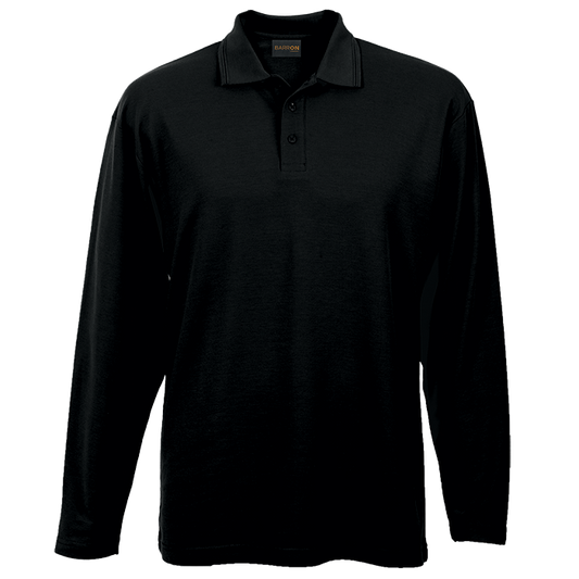 175g Pique Knit Long Sleeve Golfer Mens - Barron