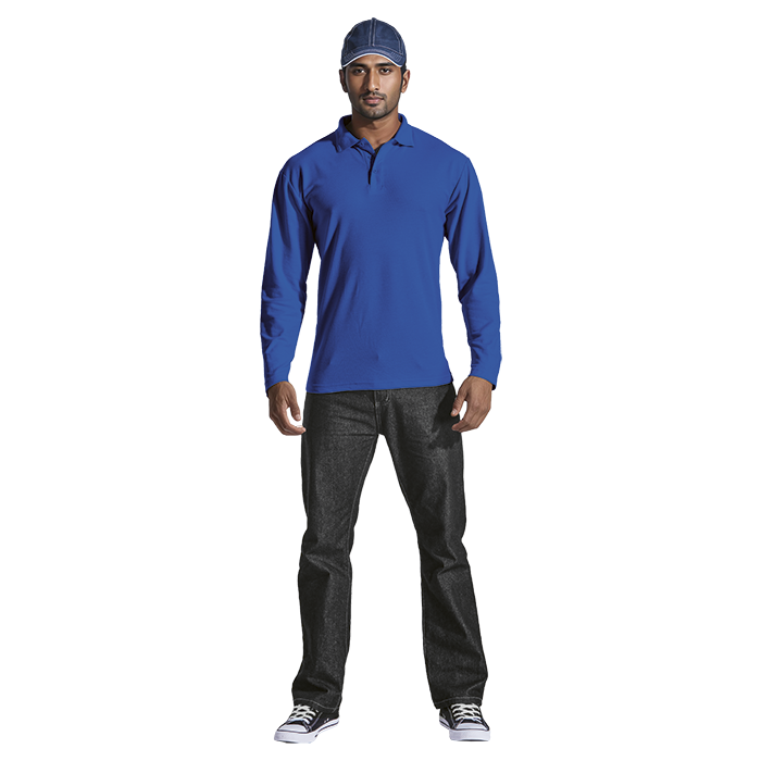 175g Pique Knit Long Sleeve Golfer Mens - Barron