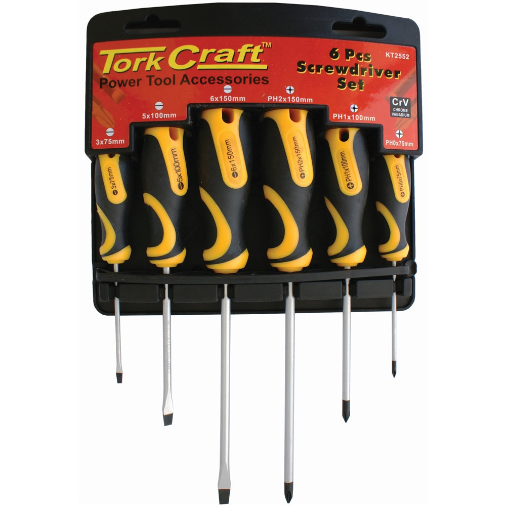 6pc Screwdriver Set With Wall Mountable Rack Ph Sl