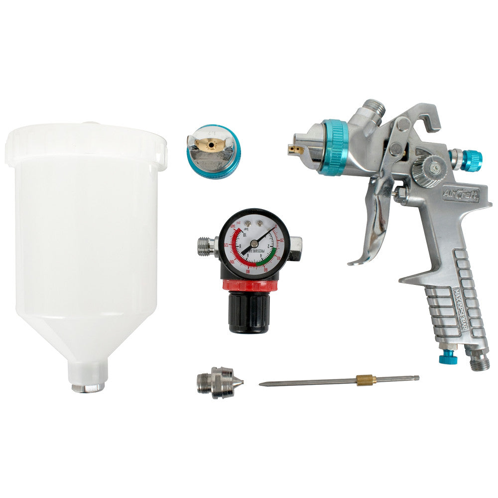 Spray Gun Hvlp 1.4mm Nozzle With Spare 1.7mm Nozzle Kit And Regulator